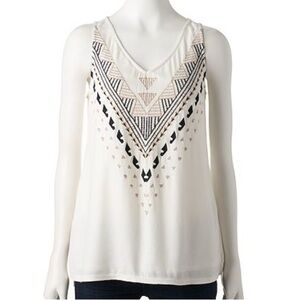Apt. 9 Geometric Embroidered Tank